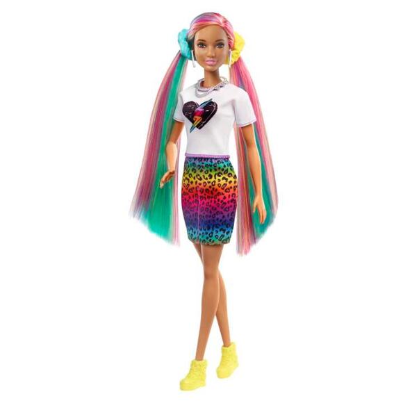 Barbie Leopard Rainbow Hair Brown Eyes NWT - Picture 7 of 10